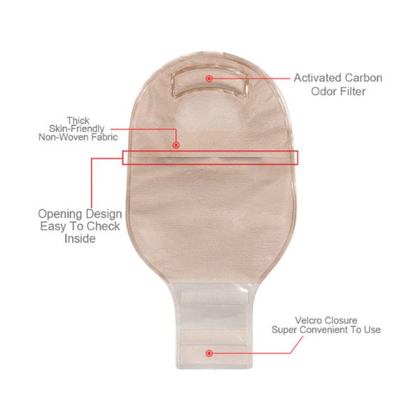 One Piece Colostomy Bags with Velcro Closure Model