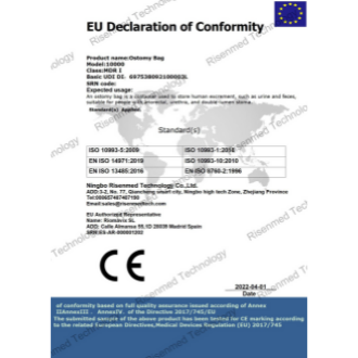 Colostomy Bags CE Certificate